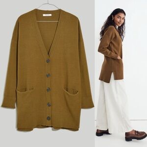 MADEWELL Miller Cardigan Sweater Olive Green Brown Small
